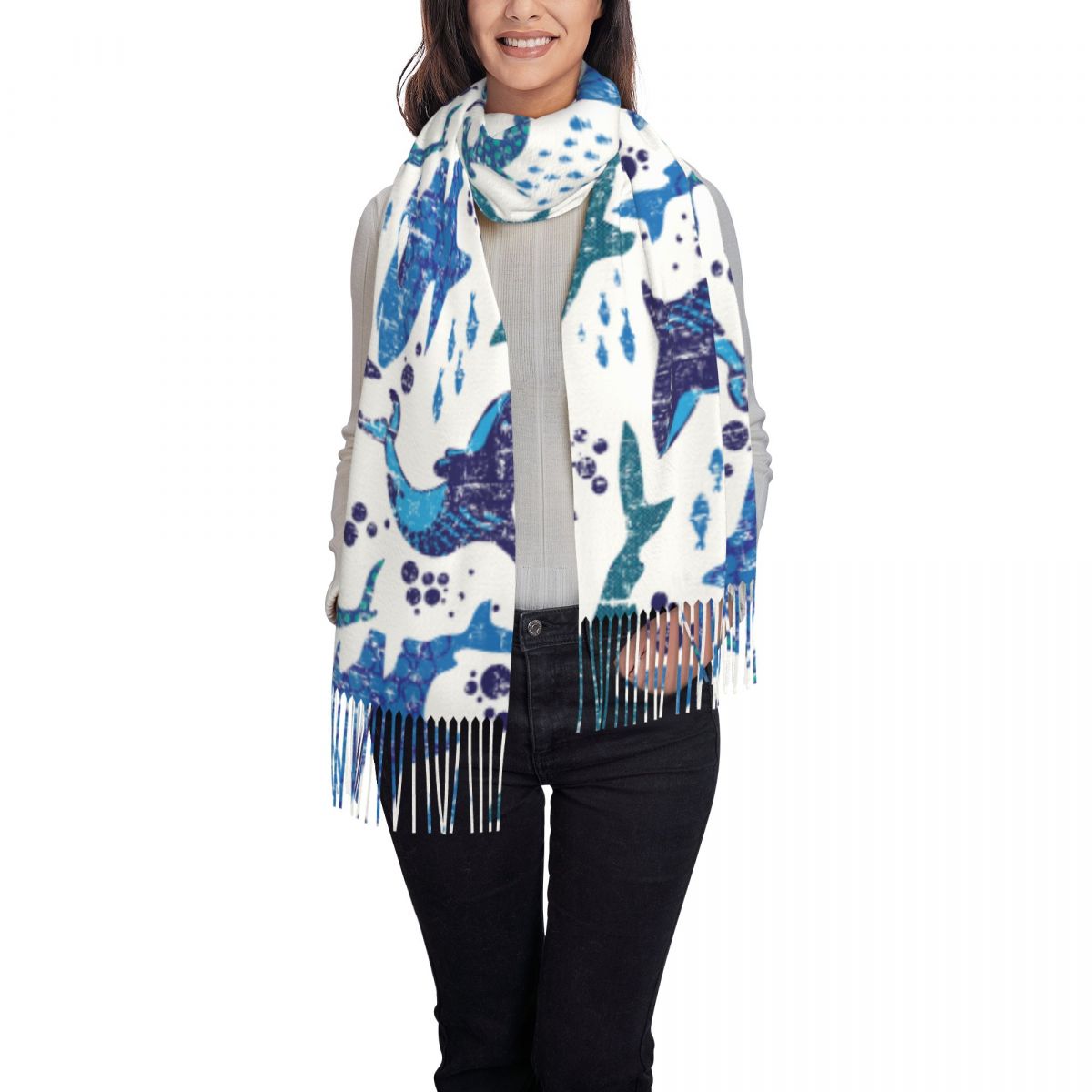 ผ้าพันคอฉลามโลกใต้ทะเล มหาสมุท - Pashmina Wrap Large บทวิจารณ์และราคา