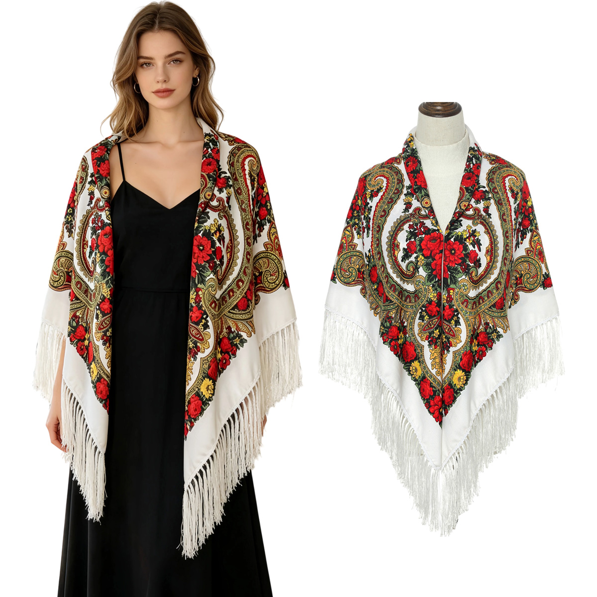 ผ้าพันคอสี่เหลี่ยมแบบรัสเซียให - Woven Scarf Blanket บทวิจารณ์และราคา