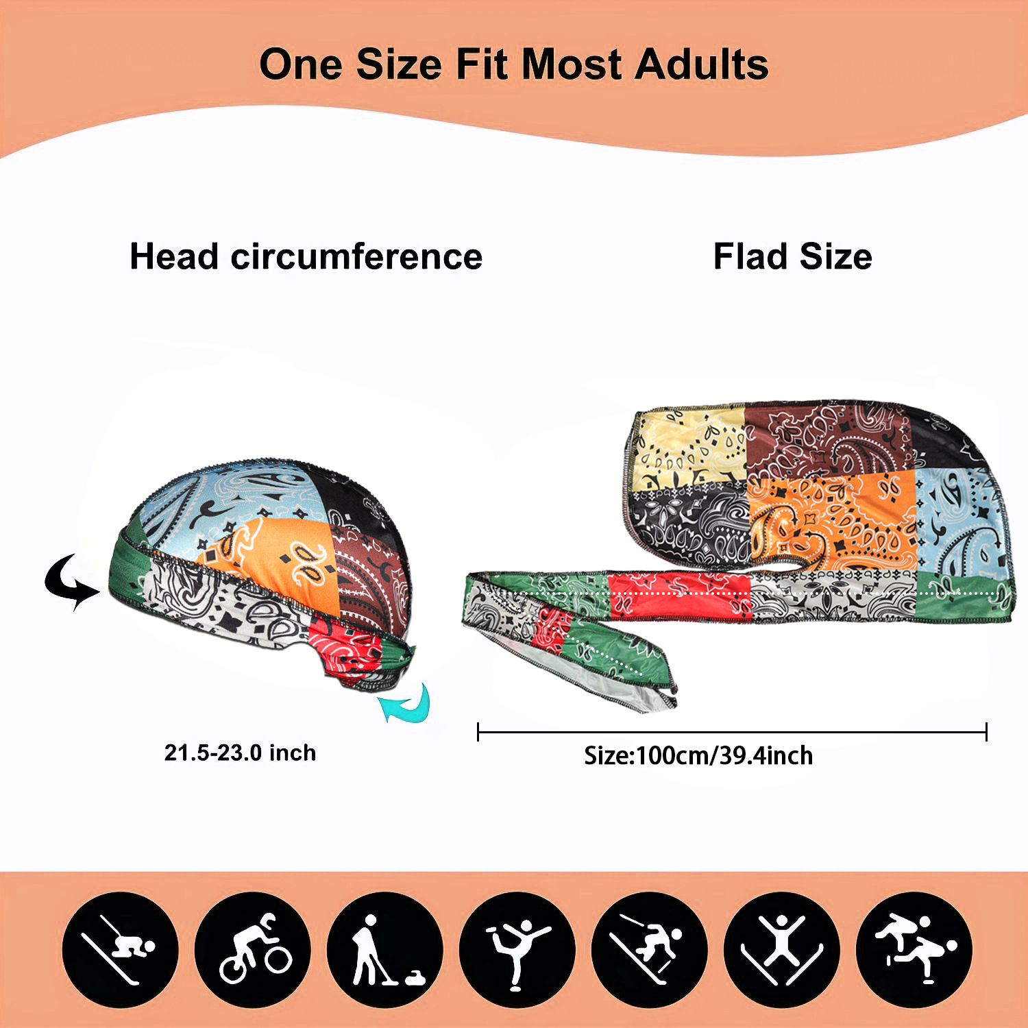 ผ้าโพกหัวพิมพ์ลาย Paisley ผ้าโ - Bandana Doo Rag บทวิจารณ์และราคา