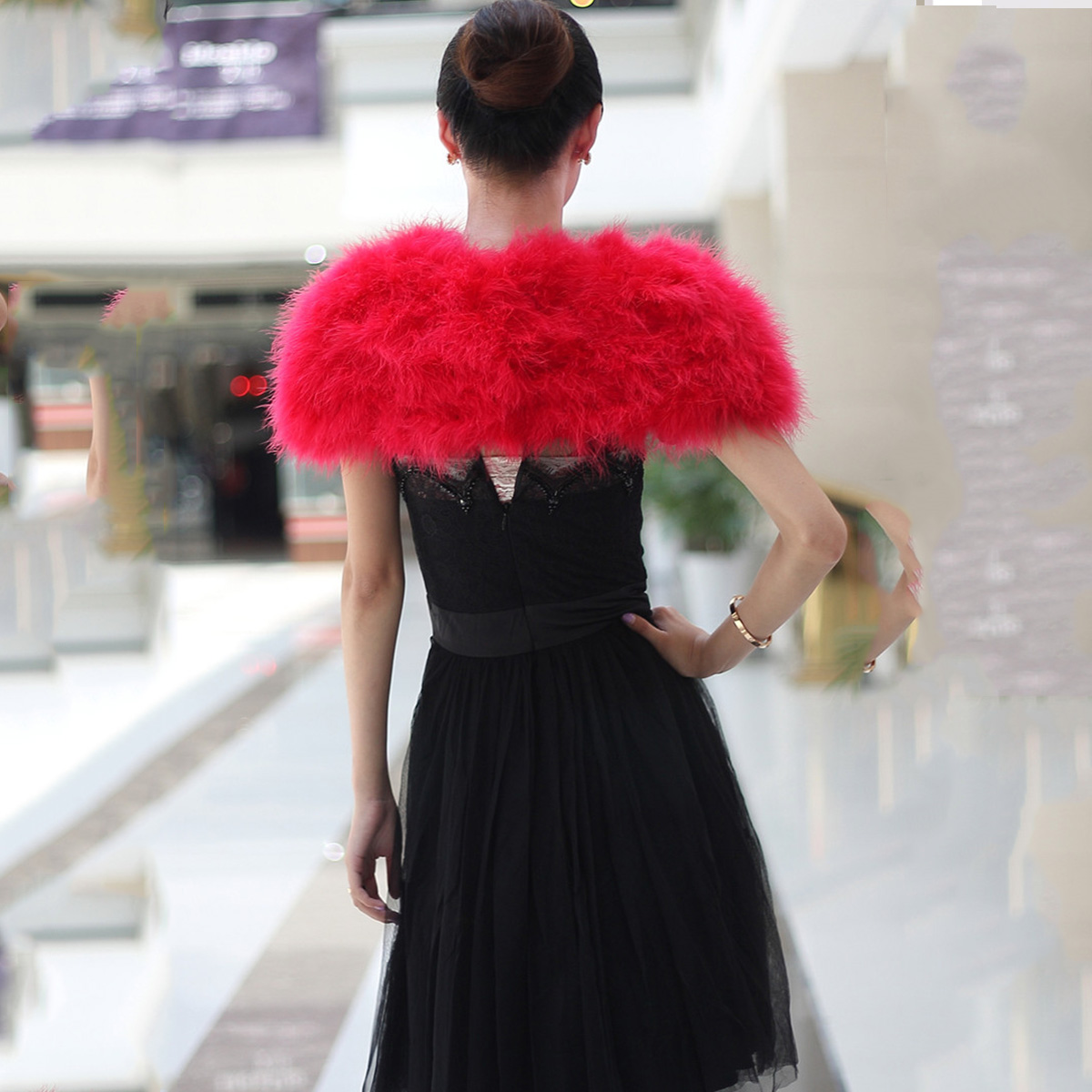 ผ้าคลุมไหล่ขนนกกระจอกเทศสำหรับ - Stole Wedding Shawl บทวิจารณ์และราคา