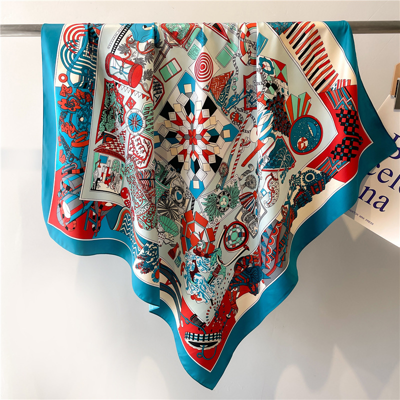 ผ้าพันคอไหมทวิลล์ลายดอกไม้สำหร - Face Scarf Mask บทวิจารณ์และราคา