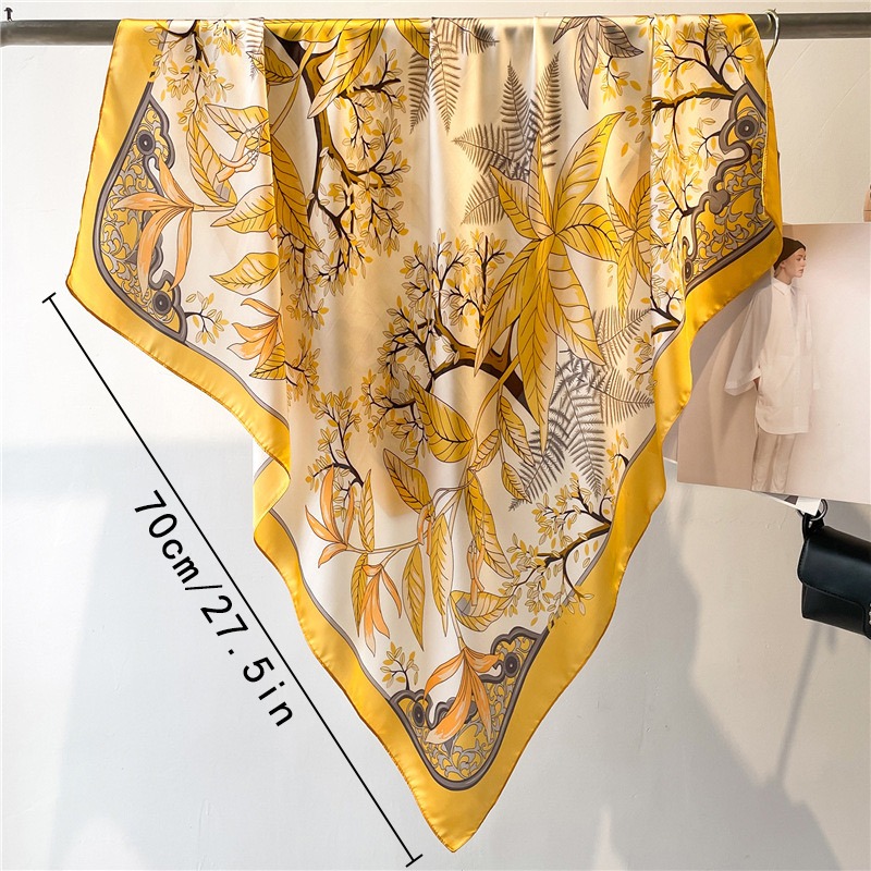 ผ้าพันคอไหมสีเหลืองใบไม้ร่วง 7 - Face Scarf Mask บทวิจารณ์และราคา
