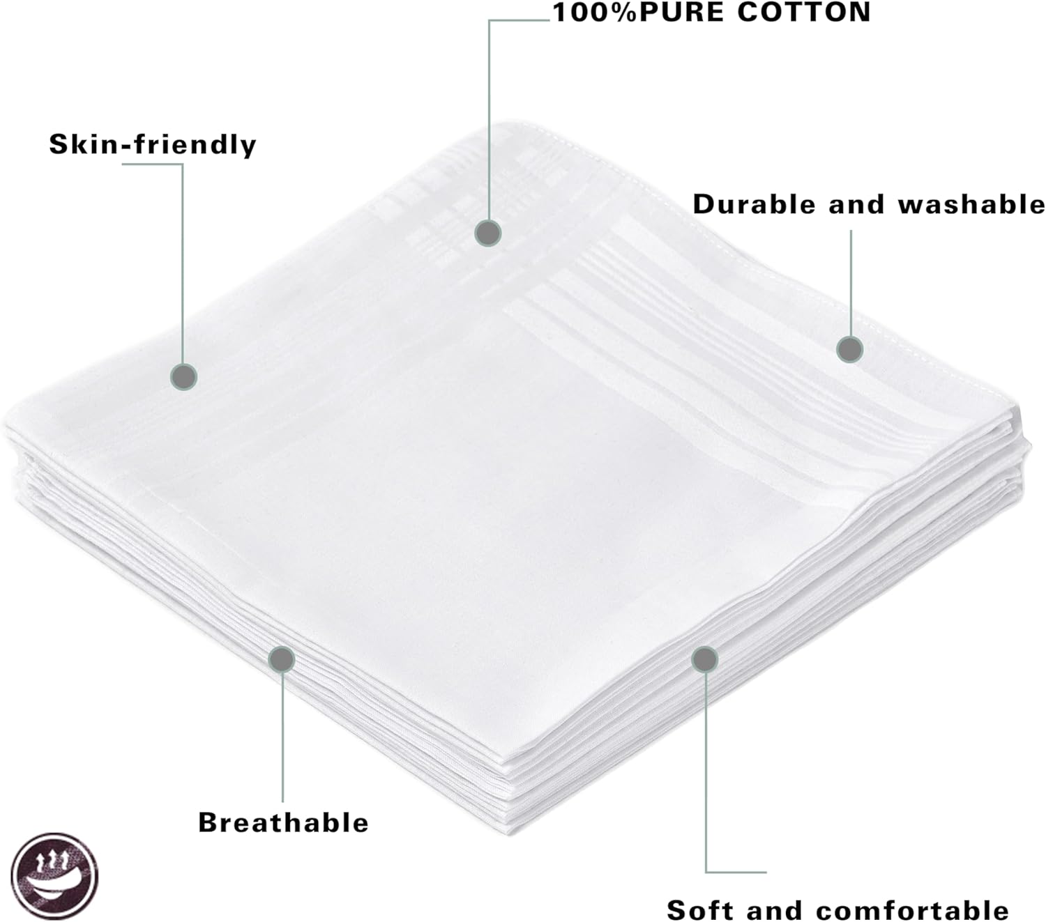 ผ้าเช็ดหน้าผู้ชายสีขาวล้วน 100 - Handkerchief Cotton Men บทวิจารณ์และราคา