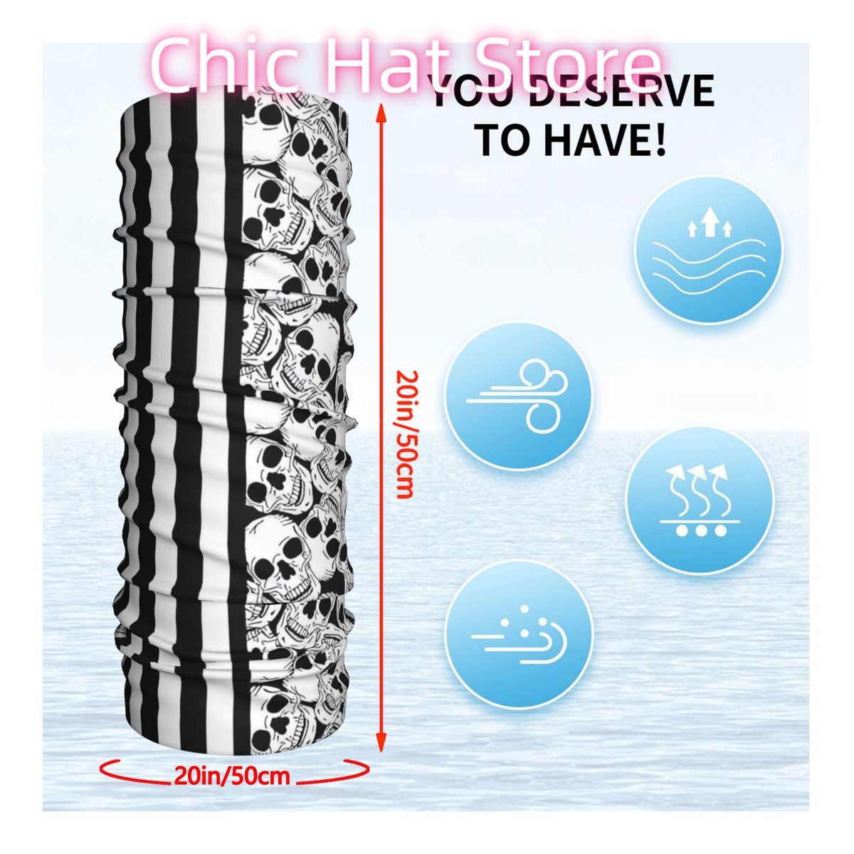 ผ้าพันคอแบบท่อ ลายหัวกะโหลกขาว - Neck Warmer Tube บทวิจารณ์และราคา