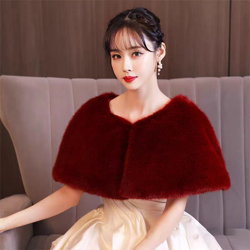 ผู้หญิงฤดูหนาว Faux FUR Shawl  - Stole Wedding Shawl บทวิจารณ์และราคา