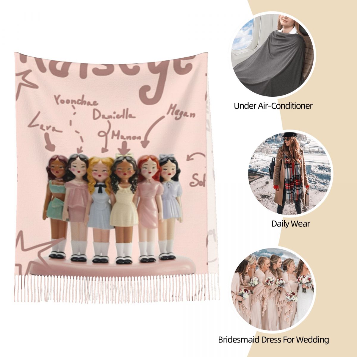 ผ้าคลุมไหล่สไตล์เกาหลีสำหรับผู - Pashmina Wrap Large บทวิจารณ์และราคา