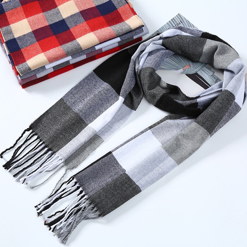ฤดูหนาวผ้าพันคอผู้ชายลายสก๊อตผ - Muffler Men Wool บทวิจารณ์และราคา