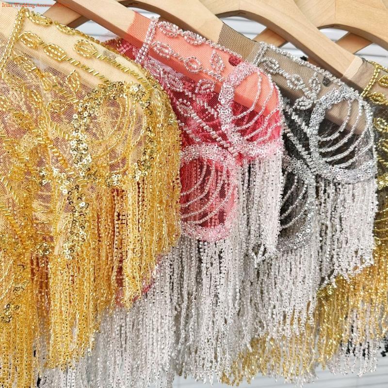 G92D ปักเลื่อมลูกปัดพู่ผ้าคลุม - Stole Wedding Shawl บทวิจารณ์และราคา