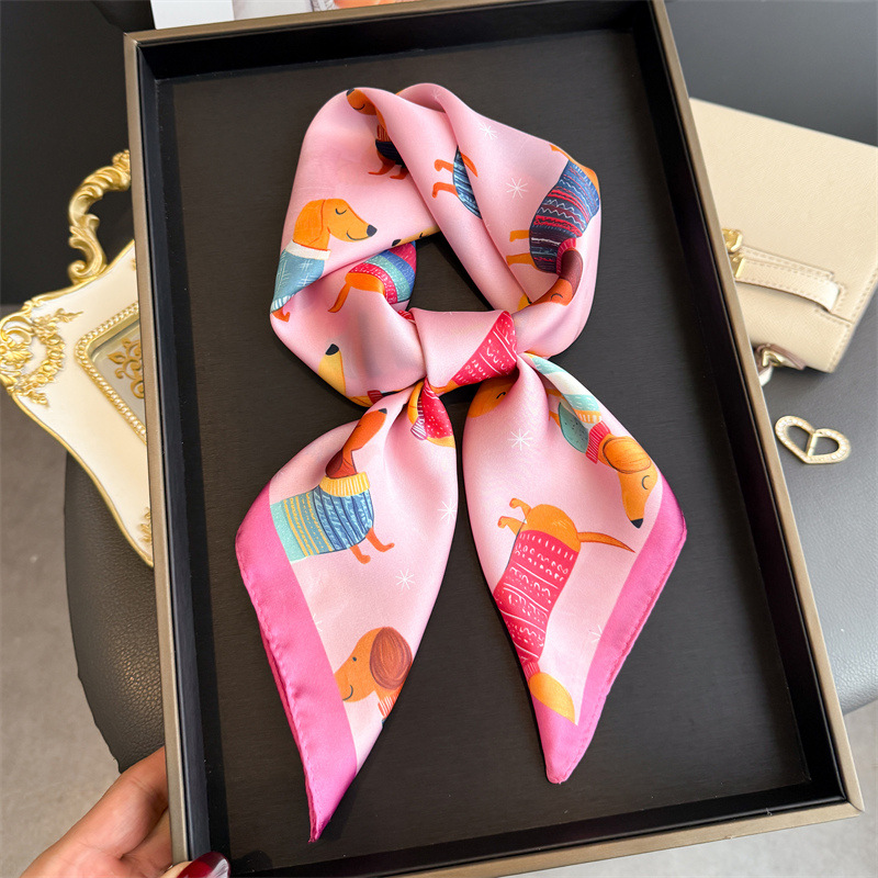 ผ้าพันคอแฟชั่นลายสุนัขพันธุ์ไว - Scarf Silk Square บทวิจารณ์และราคา