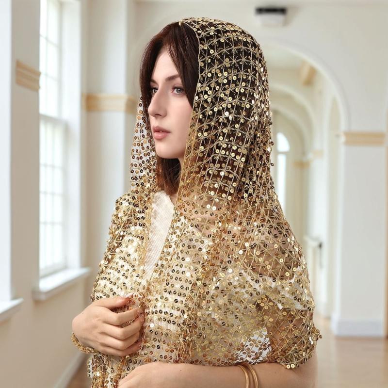 Y3NE Embellished Sequins งานแต - Stole Wedding Shawl บทวิจารณ์และราคา