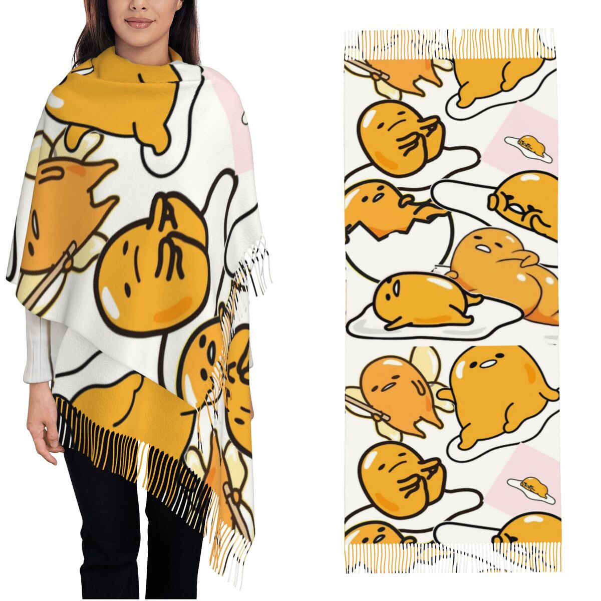 ผ้าพันคอการ์ตูนไข่กูเดทามะน่าร - Pashmina Wrap Large บทวิจารณ์และราคา