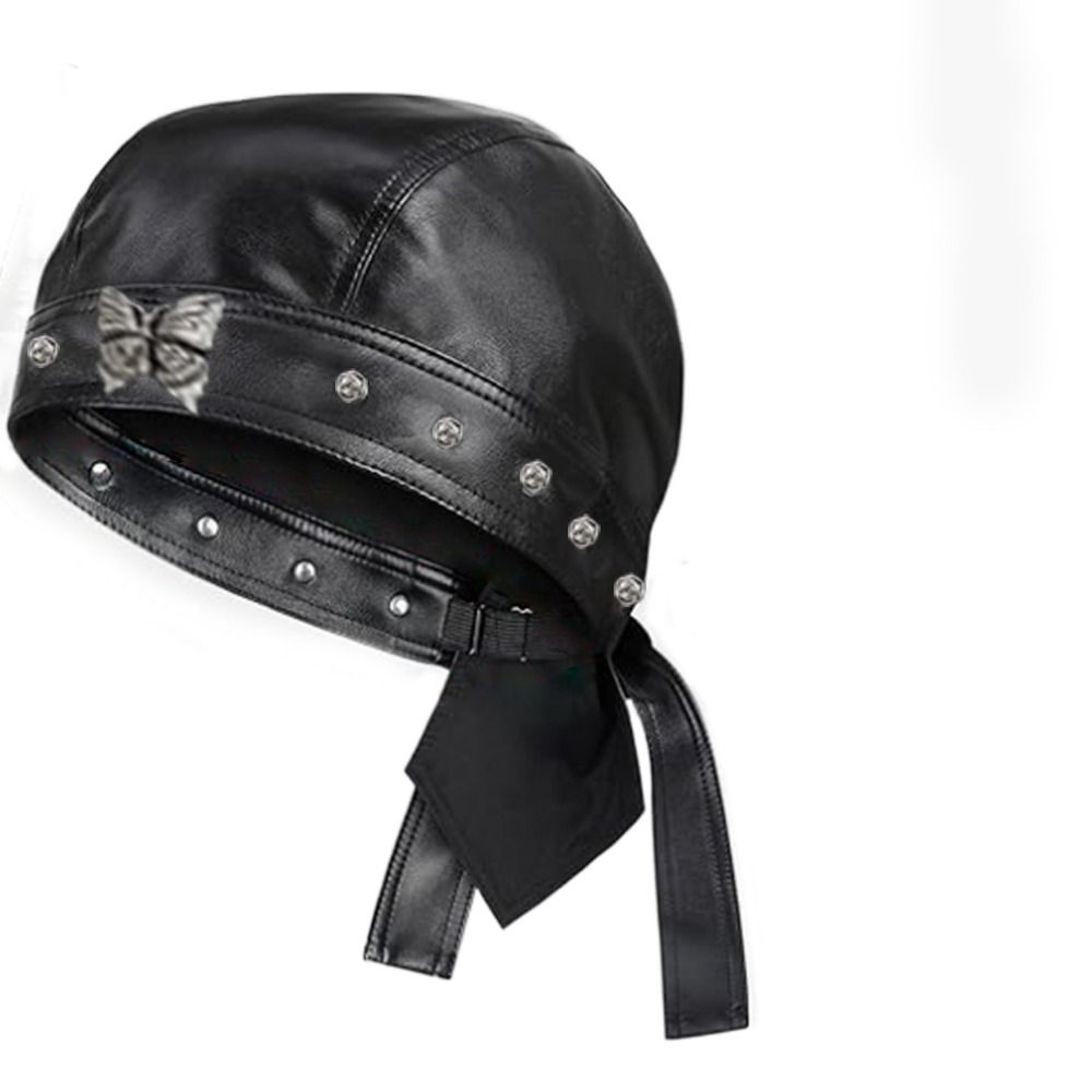 หมวกหนัง PU สีดำแบบนักขี่มอเตอ - Bandana Doo Rag บทวิจารณ์และราคา